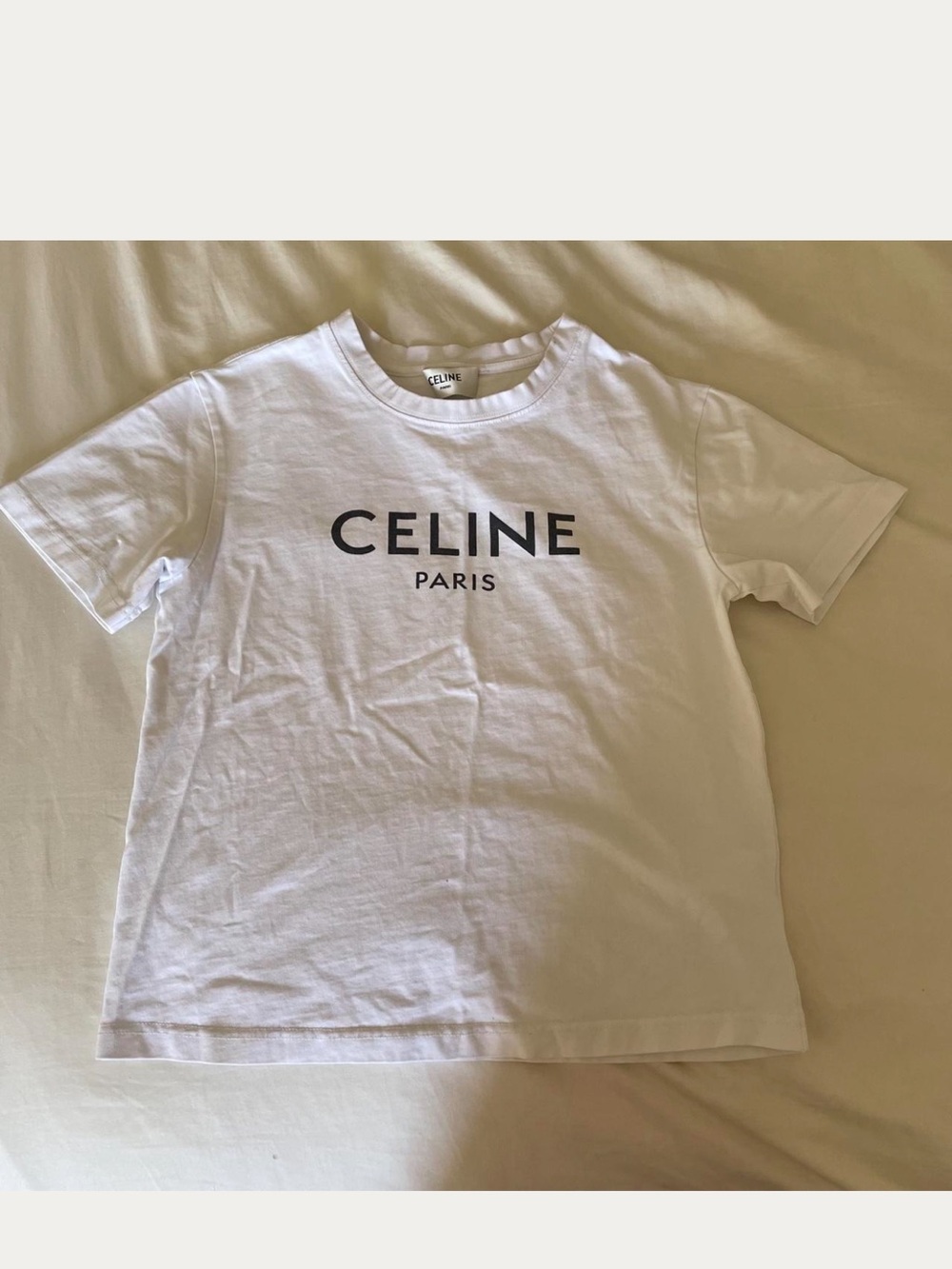 Celine White Kids Short Sleeve Logo Tee